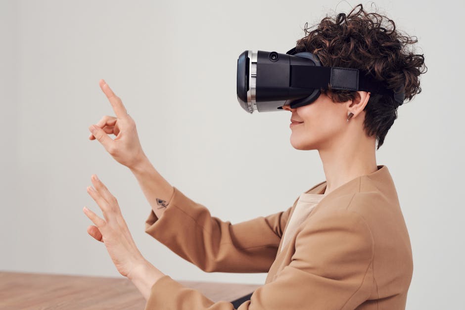 A woman engaging with virtual reality technology